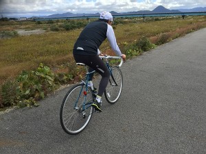 野洲川河川敷の堤防にて 初心者のライド講習