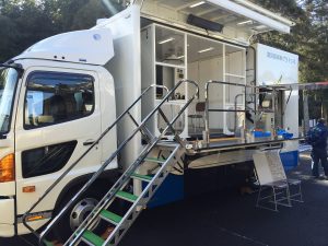 新型の起震車にて直下型地震を体験!!