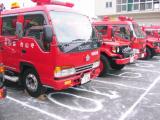 第４５回滋賀県消防ポンプ操法大会出動車両です。訓練棟奥に設置された車両待機場です。１０番目の出場です！